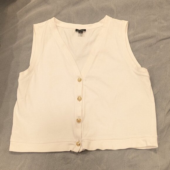 Ann Taylor White Knit V-Neck Vest - Picture 2 of 3